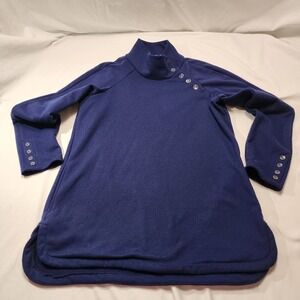 J McLaughlin Women's Pullover Accent Buttons Navy Blue Size‎ Med Long Sleeve